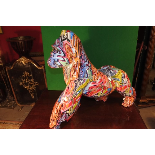 1167 - Very Large Designer Graffiti Motif Decorated Gorilla Figure Realistically Detailed Approximately 3ft... 