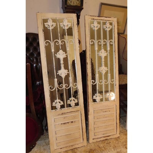 1168 - Pair of Painted Panel Mirrors Each Approximately 5ft High