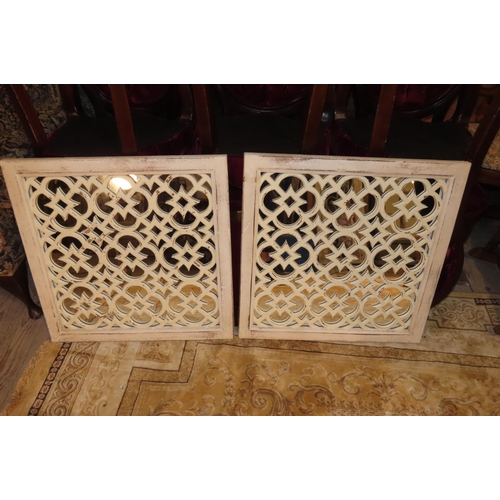 1171 - Pair of Square Form Painted Panel Mirrors