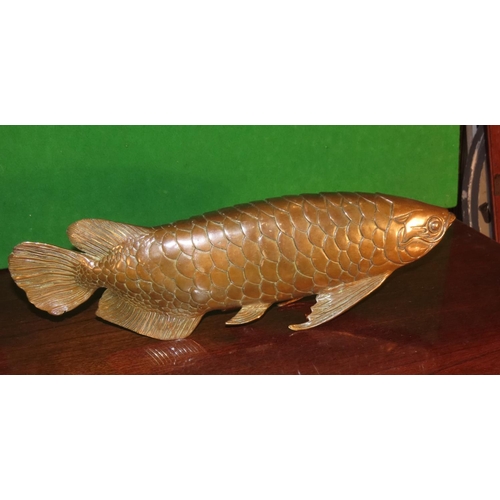 1176 - Unusual Bronze Sculpture of Koi Fish Approximately 16 Inches Wide Attractively Detailed