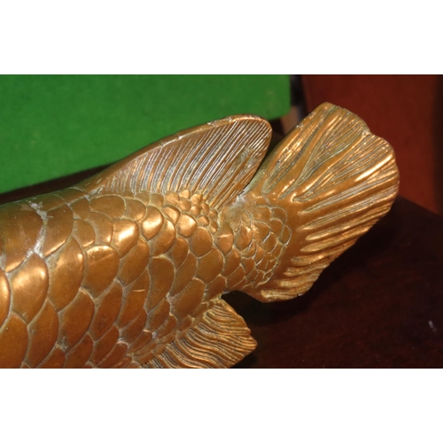 1176 - Unusual Bronze Sculpture of Koi Fish Approximately 16 Inches Wide Attractively Detailed