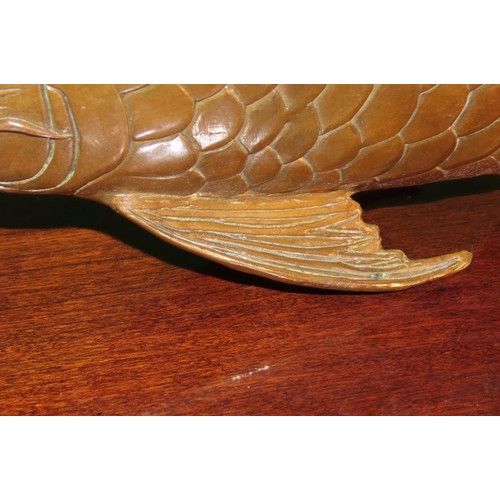 1176 - Unusual Bronze Sculpture of Koi Fish Approximately 16 Inches Wide Attractively Detailed