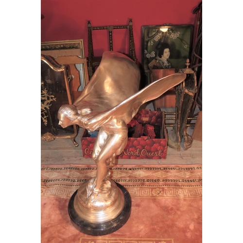 1179 - Large Rolls Royce Spirit of Ecstasy Chrome Plated Bronze Sculpture Finely Chased and Detailed on Cir... 