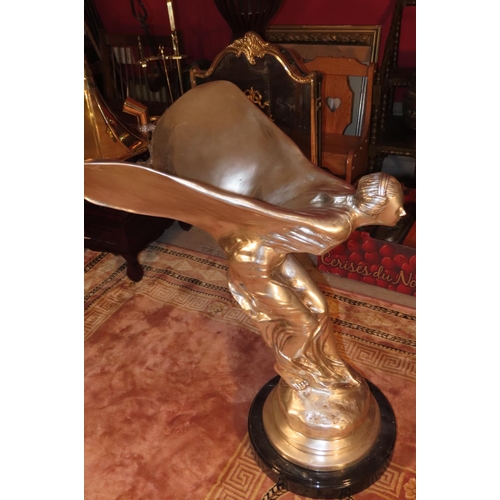 1179 - Large Rolls Royce Spirit of Ecstasy Chrome Plated Bronze Sculpture Finely Chased and Detailed on Cir... 