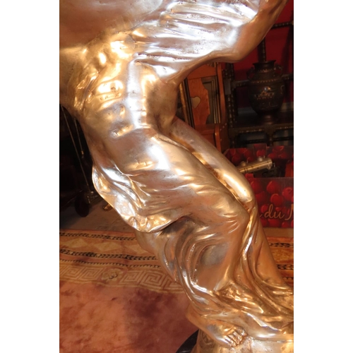 1179 - Large Rolls Royce Spirit of Ecstasy Chrome Plated Bronze Sculpture Finely Chased and Detailed on Cir... 