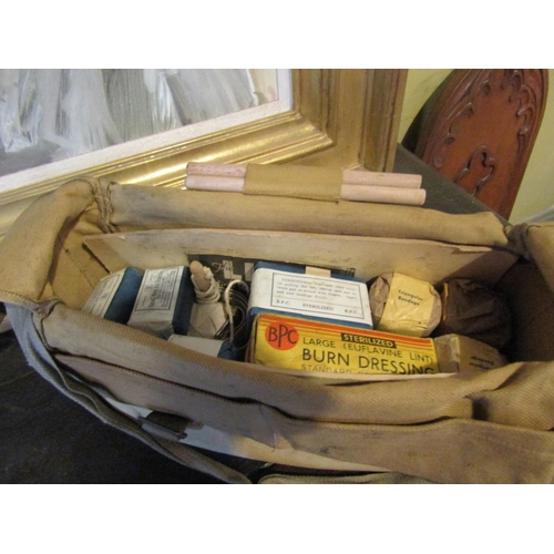 1182 - World War II Medical Kit Complete with Various Contents Rare Survivor Approximately 14 Inches Wide