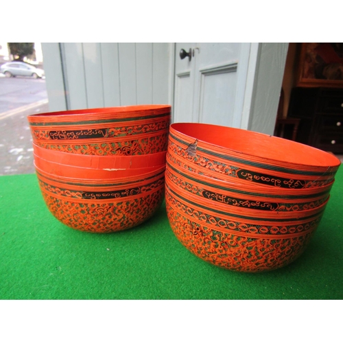 1184 - Collection of Various Gilt Decorated Red Ground Lacquer Bowls Quantity As Photographed