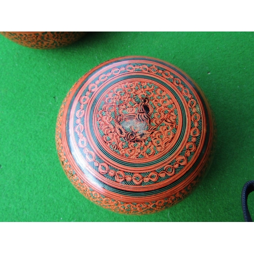 1184 - Collection of Various Gilt Decorated Red Ground Lacquer Bowls Quantity As Photographed