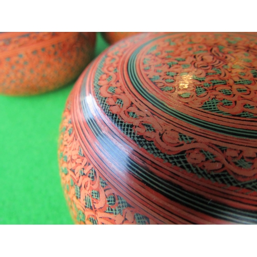 1184 - Collection of Various Gilt Decorated Red Ground Lacquer Bowls Quantity As Photographed