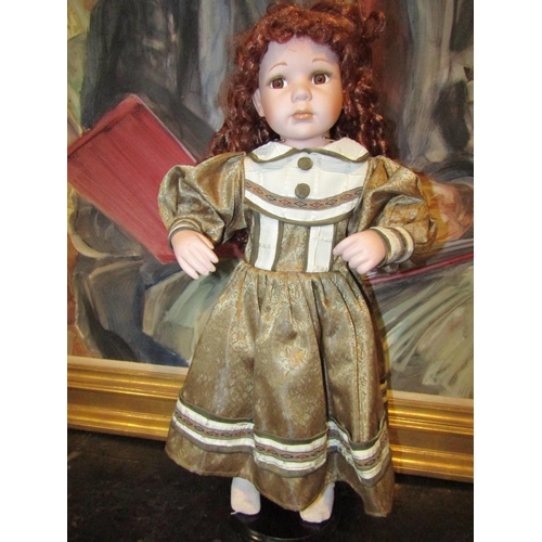 1188 - Porcelain Painted Doll with Dress Approximately 18 Inches High