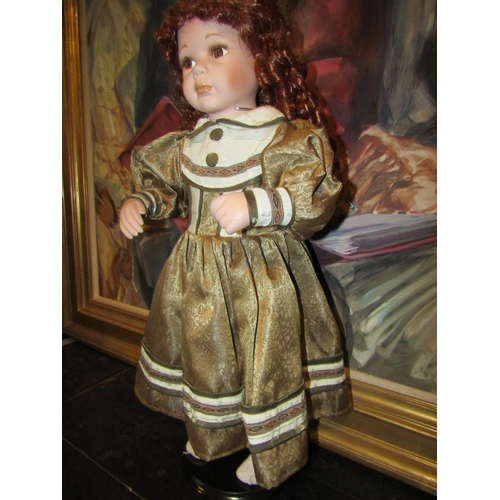 1188 - Porcelain Painted Doll with Dress Approximately 18 Inches High