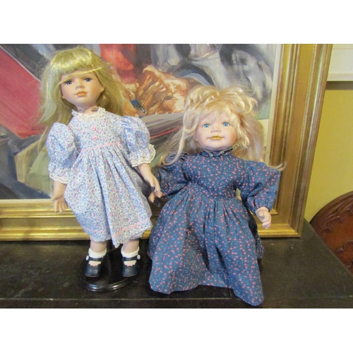 1189 - Two Porcelain Head Dolls Each Approximately 15 Inches High