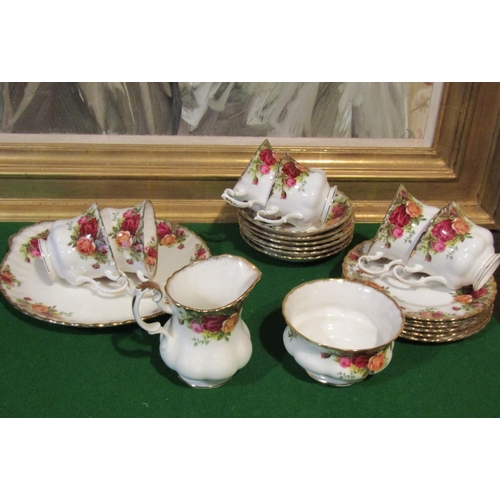 1213 - Fine Bone Porcelain Tea Set with Floral Motif Decoration Good Original Condition Quantity As Photogr... 