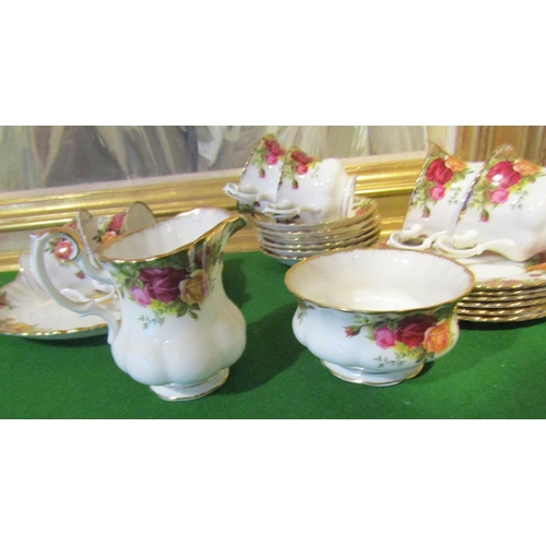 1213 - Fine Bone Porcelain Tea Set with Floral Motif Decoration Good Original Condition Quantity As Photogr... 