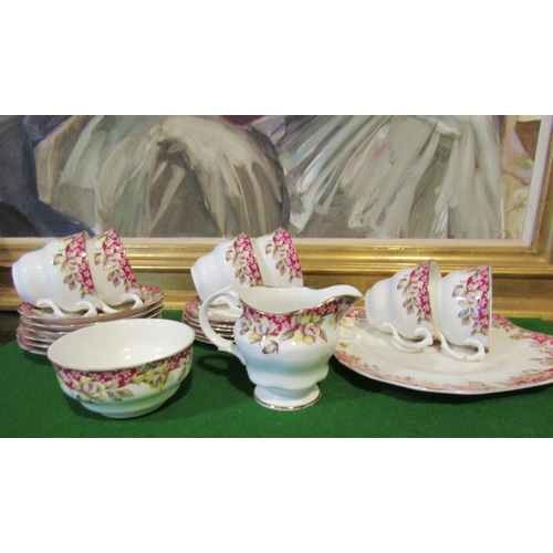 1220 - Fine Bone Porcelain Tea Set with Floral Motif Decoration Good Original Condition Quantity As Photogr... 