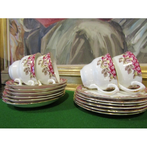 1220 - Fine Bone Porcelain Tea Set with Floral Motif Decoration Good Original Condition Quantity As Photogr... 