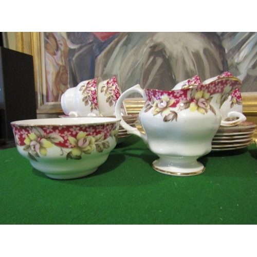 1220 - Fine Bone Porcelain Tea Set with Floral Motif Decoration Good Original Condition Quantity As Photogr... 