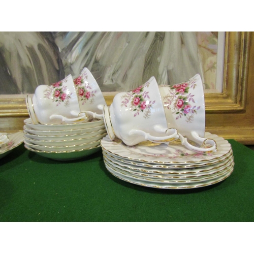 1221 - Fine Bone Porcelain Tea Set with Floral Motif Decoration Good Original Condition Quantity As Photogr... 