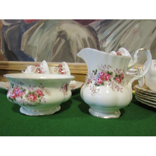 1221 - Fine Bone Porcelain Tea Set with Floral Motif Decoration Good Original Condition Quantity As Photogr... 