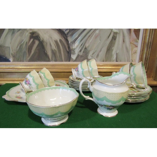 1225 - Fine Bone Porcelain Tea Set with Floral Motif Decoration Good Original Condition Quantity As Photogr... 