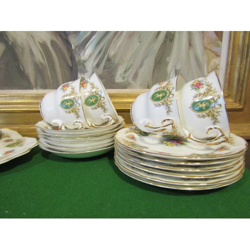 1228 - Fine Bone Porcelain Tea Set with Floral Motif Decoration Good Original Condition Quantity As Photogr... 