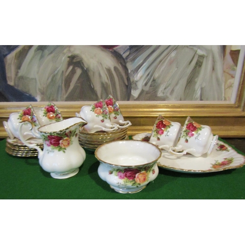 1229 - Fine Bone Porcelain Tea Set with Floral Motif Decoration Good Original Condition Quantity As Photogr... 