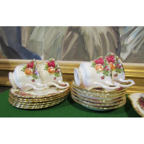 1229 - Fine Bone Porcelain Tea Set with Floral Motif Decoration Good Original Condition Quantity As Photogr... 