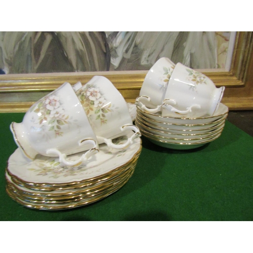 1230 - Fine Bone Porcelain Tea Set with Floral Motif Decoration Good Original Condition Quantity As Photogr... 