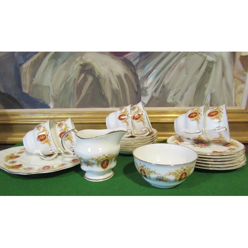 1232 - Fine Bone Porcelain Tea Set with Floral Motif Decoration Good Original Condition Quantity As Photogr... 