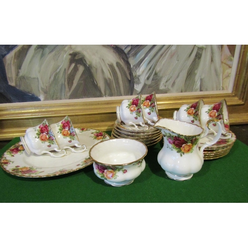 1235 - Fine Bone Porcelain Tea Set with Floral Motif Decoration Good Original Condition Quantity As Photogr... 