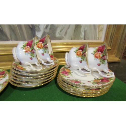 1235 - Fine Bone Porcelain Tea Set with Floral Motif Decoration Good Original Condition Quantity As Photogr... 