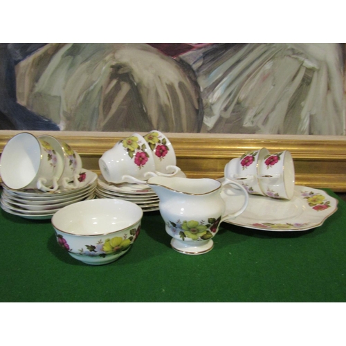 1237 - Fine Bone Porcelain Tea Set with Floral Motif Decoration Good Original Condition Quantity As Photogr... 