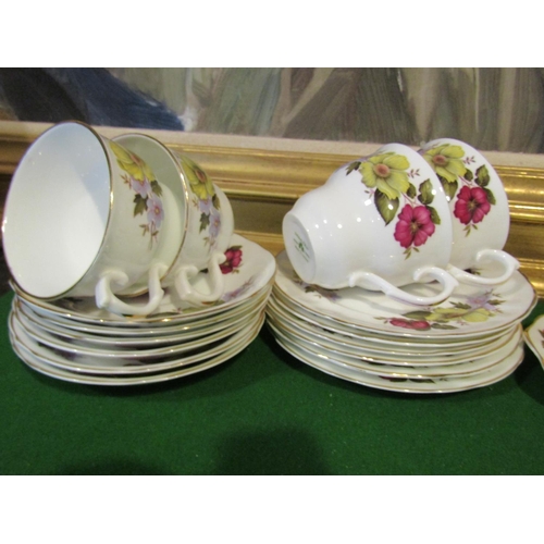 1237 - Fine Bone Porcelain Tea Set with Floral Motif Decoration Good Original Condition Quantity As Photogr... 