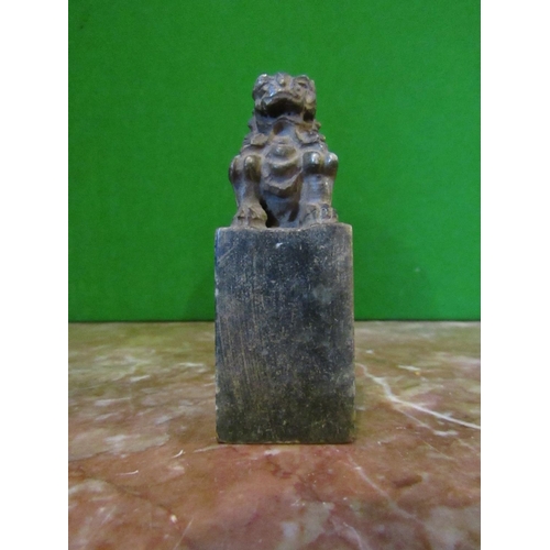 124 - Foo Dog Motif Decorated Soapstone Seal Approximately 4 Inches High