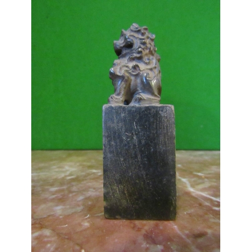 124 - Foo Dog Motif Decorated Soapstone Seal Approximately 4 Inches High