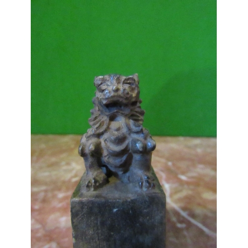 124 - Foo Dog Motif Decorated Soapstone Seal Approximately 4 Inches High