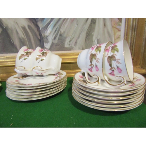 1240 - Fine Bone Porcelain Tea Set with Floral Motif Decoration Good Original Condition Quantity As Photogr... 