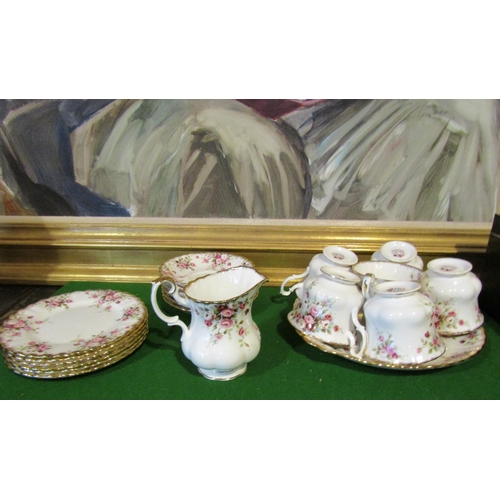 1241 - Fine Bone Porcelain Tea Set with Floral Motif Decoration Good Original Condition Quantity As Photogr... 