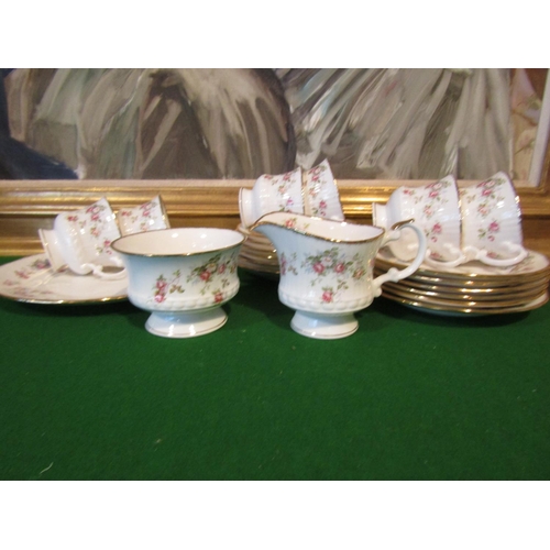 1242 - Fine Bone Porcelain Tea Set with Floral Motif Decoration Good Original Condition Quantity As Photogr... 