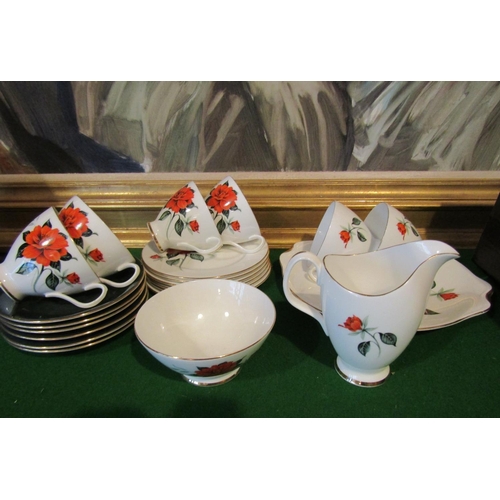 1243 - Fine Bone Porcelain Tea Set with Floral Motif Decoration Good Original Condition Quantity As Photogr... 