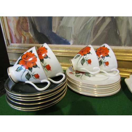 1243 - Fine Bone Porcelain Tea Set with Floral Motif Decoration Good Original Condition Quantity As Photogr... 