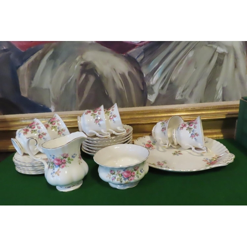 1244 - Fine Bone Porcelain Tea Set with Floral Motif Decoration Good Original Condition Quantity As Photogr... 