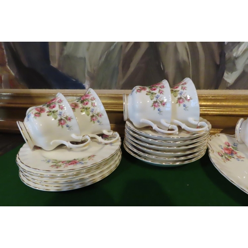 1244 - Fine Bone Porcelain Tea Set with Floral Motif Decoration Good Original Condition Quantity As Photogr... 