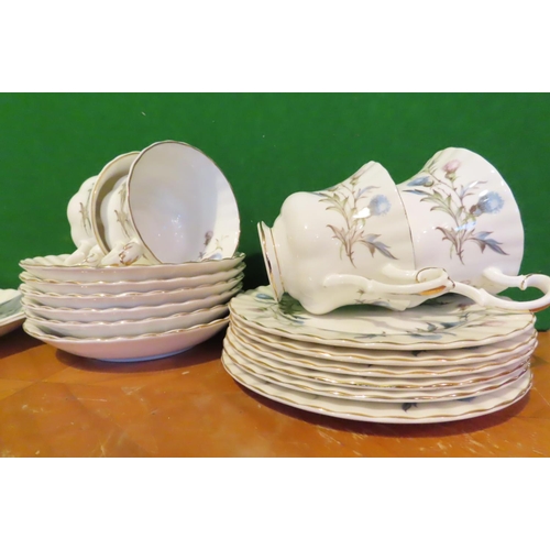 1245 - Fine Bone Porcelain Tea Set with Floral Motif Decoration Good Original Condition Quantity As Photogr... 