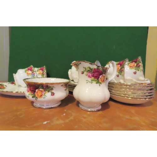 1246 - Fine Bone Porcelain Tea Set with Floral Motif Decoration Good Original Condition Quantity As Photogr... 