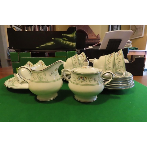 1247 - Fine Bone Porcelain Tea Set with Floral Motif Decoration Good Original Condition Quantity As Photogr... 