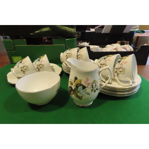 1248 - Fine Bone Porcelain Tea Set with Floral Motif Decoration Good Original Condition Quantity As Photogr... 