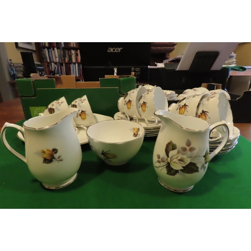 1249 - Fine Bone Porcelain Tea Set with Floral Motif Decoration Good Original Condition Quantity As Photogr... 