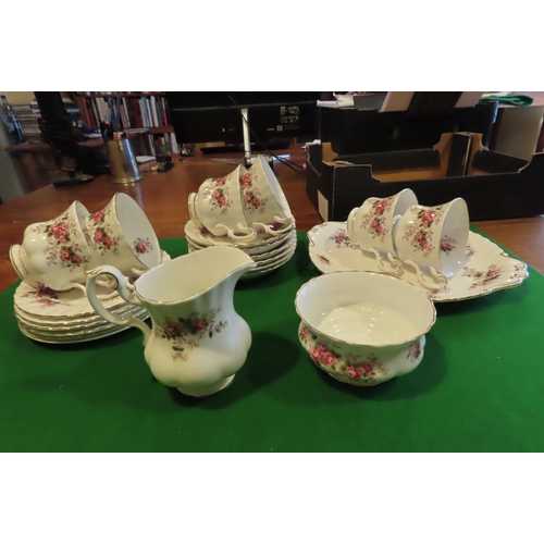 1250 - Fine Bone Porcelain Tea Set with Floral Motif Decoration Good Original Condition Quantity As Photogr... 