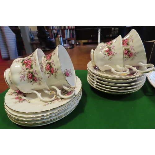 1250 - Fine Bone Porcelain Tea Set with Floral Motif Decoration Good Original Condition Quantity As Photogr... 